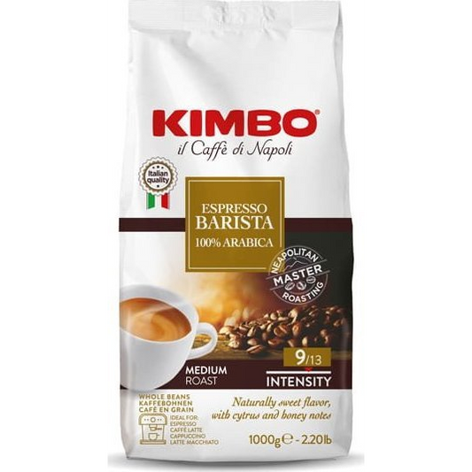 Kimbo Espresso Barista 100% Arabica coffee beans medium roast with citrus and honey notes for a global coffee journey