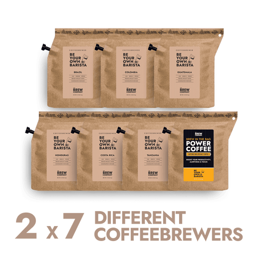 Kaffee Genuss-Safari Probierpaket mit 14 Coffeebrewers aus 7 Herkunftsländern für vielfältiges Kaffeeerlebnis