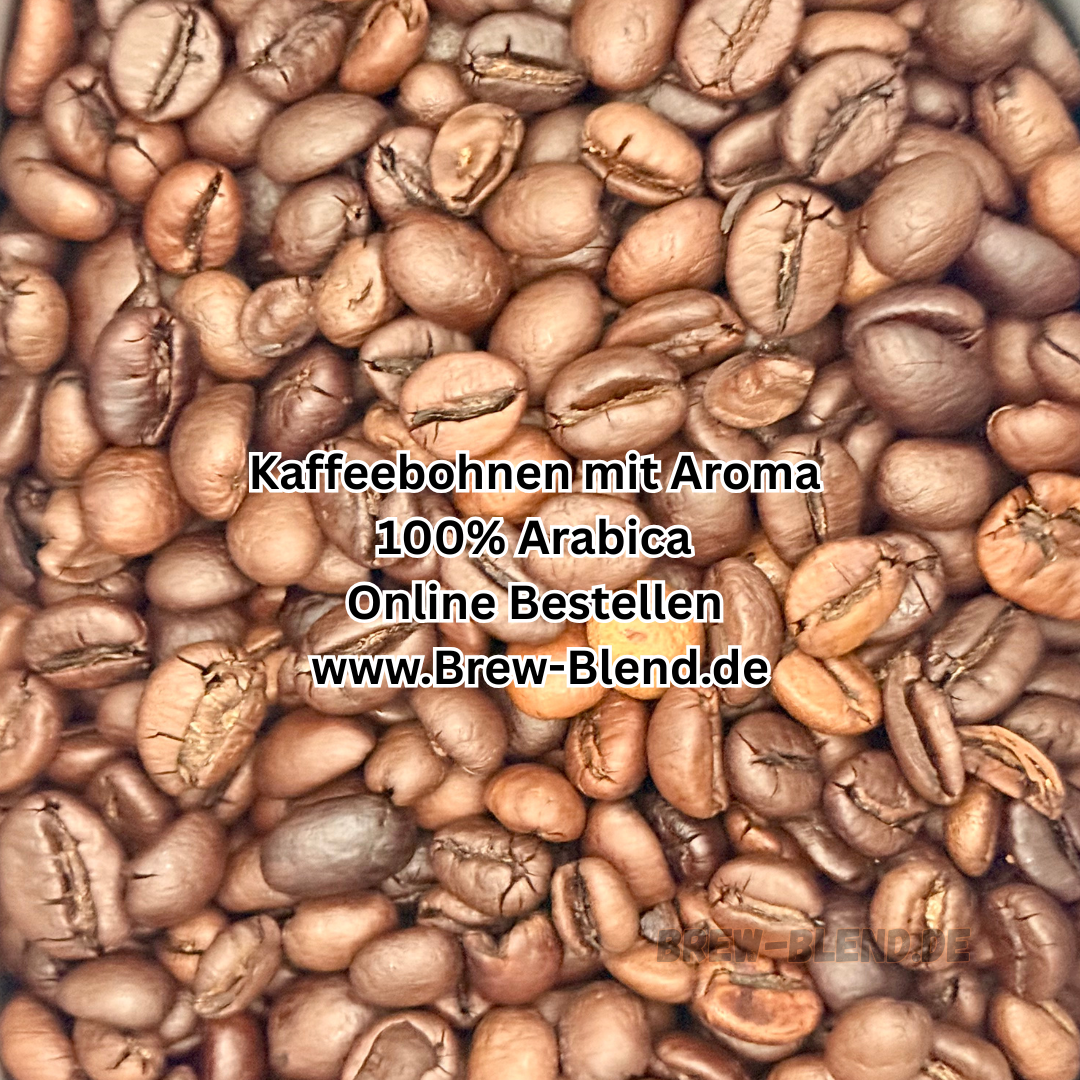Nahaufnahme von gerösteten Kaffeebohnen 100% Arabica für nachhaltigen Genuss von Brew Blend