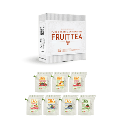 Detaillierte Ansicht des Fruit TeaBrewer Sets mit verschiedenen Teesorten